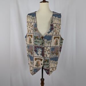 JK America Needlepoint Embroidery USA Vest Americana 4th of July Patriotic 14/16